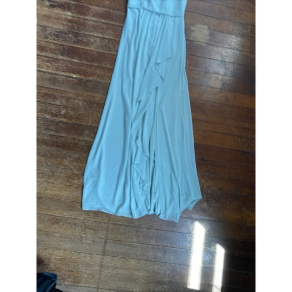 New David’s Bridal Dusty Sage Green Bridesmaids Dress Spaghetti Strap Cascade 2 - Picture 4 of 8